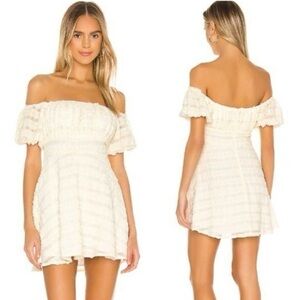 MAJORELLE x Revolve Ivory Puff Sleeve Dress